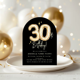 Trendy Gouden Dertig Ballon 30e Verjaardagsfeest I Kaart