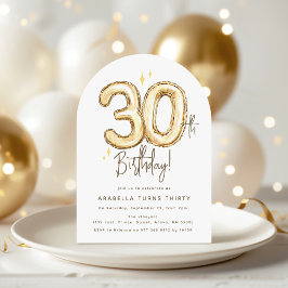 Trendy Gouden Dertig Ballon 30e Verjaardagsfeest Kaart