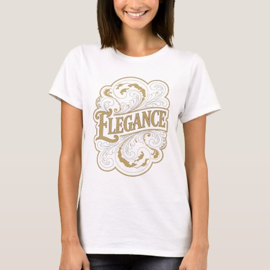 Trendy Gouden ELEGANTIE Statement Design T-shirt (Voorkant)