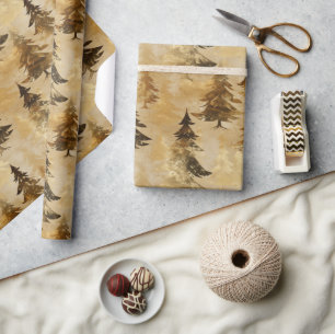 Trendy gouden en bronzen metalen kerstboom cadeaupapier