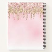 trendy gouden en roze glinsterend monogram recepte notitieboek (Achterkant)