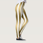 Trendy gouden en witte verticale strepen Leggings (Rechts)
