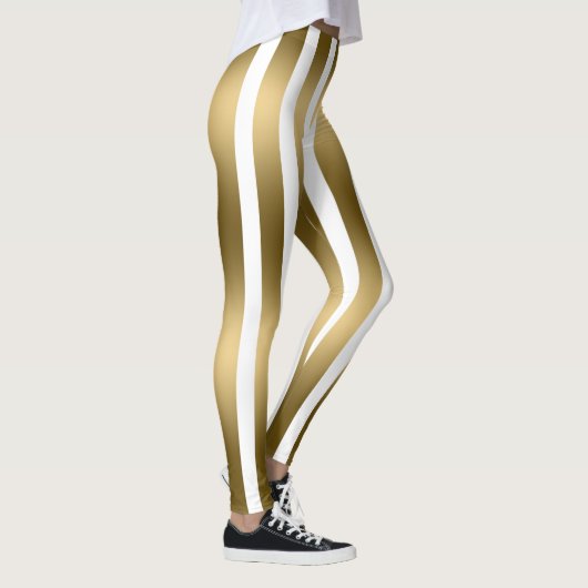Trendy gouden en witte verticale strepen Leggings (Rechts)