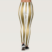 Trendy gouden en witte verticale strepen Leggings (Achterkant)