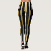 Trendy gouden en zwarte verticale strepen leggings (Achterkant)
