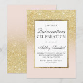 Trendy gouden girly glitter elegante chique Quince Kaart (Voorkant / Achterkant)