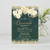 Trendy Gouden Glitter Diamanten Ballonnen Groen Kaart (Staand voorkant)