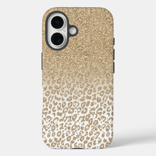 Trendy Gouden Glitter en Leopard Case-Mate iPhone Case (Achterkant)