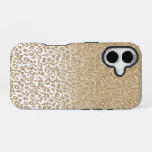 Trendy Gouden Glitter en Leopard iPhone 16 Hoesje (Achterkant horizontaal)