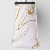 Trendy Gouden Glitter en Wit Marmer Golfheadcover (Draai 90)