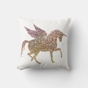 Trendy Gouden Glitter Glans Eenhoorn Pegasus Paard Kussen
