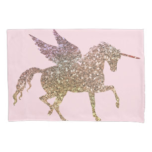Trendy Gouden Glitter Glans Eenhoorn Pegasus Paard Kussensloop
