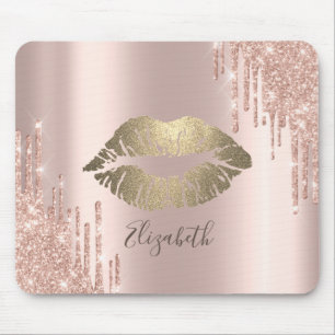 Trendy Gouden Glitter Lippen Roze Gouden Glitter D Muismat