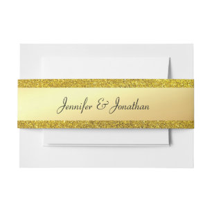 Trendy Gouden Glitter Moderne Handgeschreven Scrip Uitnodigingen Wikkel