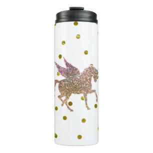 Trendy Gouden Glitter Schitterende Eenhoorn Pegasu Thermosbeker
