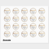 Trendy gouden glitter & wit marmer Afstuderen Ronde Sticker (Vel)
