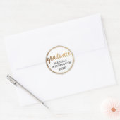 Trendy gouden glitter & wit marmer Afstuderen Ronde Sticker (Envelop)