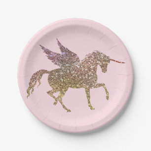 Trendy gouden glitters glans eenhoorn verjaardagsf papieren bordje