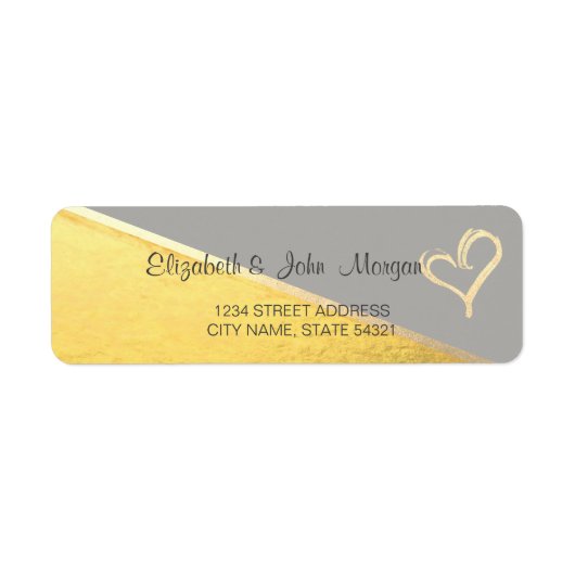 Trendy gouden glitters hart adreslabel etiket (Voorkant)