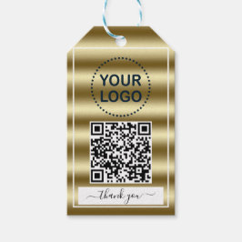 Trendy Gouden Golven Gradiënt QR Code Uw Logo    Cadeaulabel