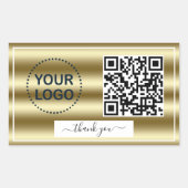 Trendy Gouden Golven Gradiënt QR Code Uw Logo     Rechthoekige Sticker (Voorkant)