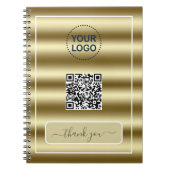 Trendy Gouden Golven QR Code Jouw Logo Hier Notitieboek (Voorkant)