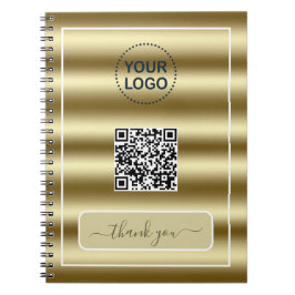 Trendy Gouden Golven QR Code Jouw Logo Hier Notitieboek