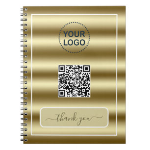 Trendy Gouden Golven QR Code Jouw Logo Hier Notitieboek