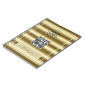 Trendy Gouden Golven QR-code Uw Logo Hier Notitieboek (Linkerzijde)