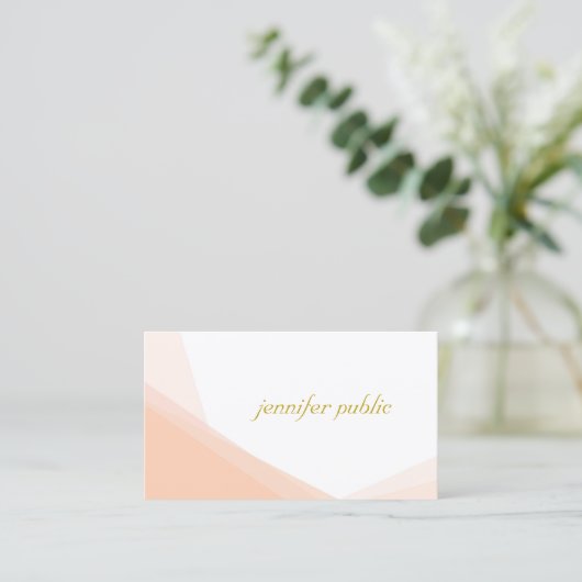 Trendy Gouden Hand Script Naam Modern Professional Visitekaartje (Staand voorkant)