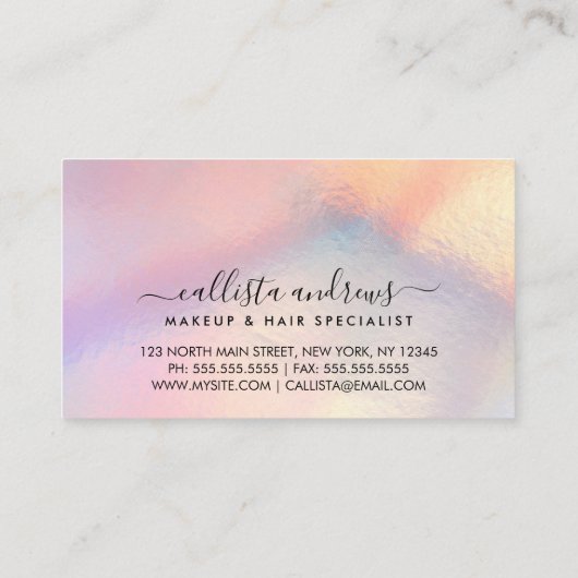 Trendy gouden holografische ombre make-up kapsalon visitekaartje (Achterkant)