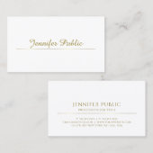 Trendy gouden kalligrafische minimalistische elega visitekaartje (Voorkant / Achterkant)