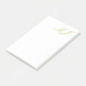 Trendy Gouden Kleur Monogram Minimalistisch Modern Post-it® Notes (Schuin)