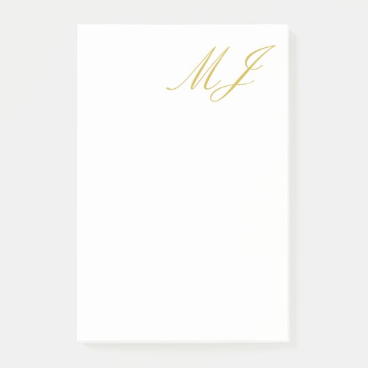 Trendy Gouden Kleur Monogram Minimalistisch Modern Post-it® Notes (Voorkant)