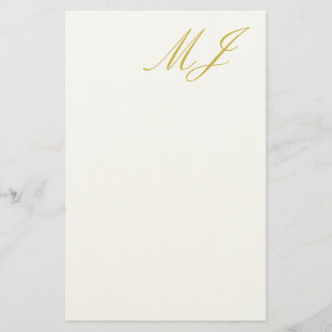 Trendy Gouden Kleur Monogram Minimalistische Moder Briefpapier