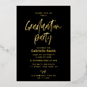 Trendy gouden letter graduation party folie uitnodiging
