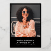 Trendy gouden letters afstudeerfeest folie uitnodiging (Achterkant)