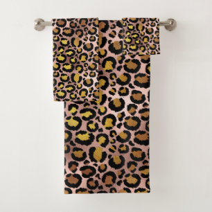 Trendy Gouden Luipaard Jaguar Roze Gouden Vlekken Bad Handdoek