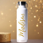 Trendy Gouden Meisjes Naam Handgeschreven Script C Waterfles<br><div class="desc">Een schattige gepersonaliseerde gouden monogram waterfles voor een meisje dat houdt van eenvoudige,  handgeschreven geschenken. Prachtig cursief schrift langs de zijkant van je flesje,  dat jouw namen uitspelt.</div>