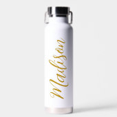 Trendy Gouden Meisjes Naam Handgeschreven Script C Waterfles (Voorkant)