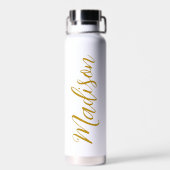 Trendy Gouden Meisjes Naam Handgeschreven Script C Waterfles (Achterkant)