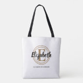 Trendy gouden monogram initiaal script naam tote bag (Achterkant)