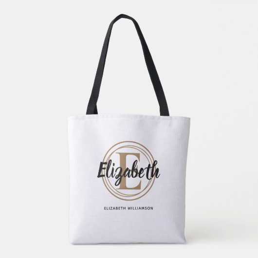 Trendy gouden monogram initiaal script naam tote bag (Achterkant)