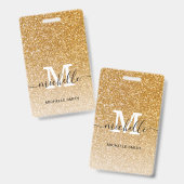 Trendy Gouden Monogram Initiaal Script Naam Werkne Badge (Voor- en achterkant)