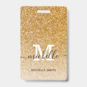 Trendy Gouden Monogram Initiaal Script Naam Werkne Badge (Voorzijde)