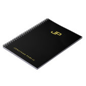 Trendy Gouden Monogram Zwarte Template Professione Notitieboek (Linkerzijde)