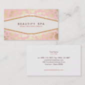 Trendy Gouden Patroon Roze Schoonheid Salon Visitekaartje (Voorkant / Achterkant)