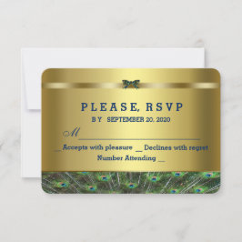 Trendy Gouden Pauw Huwelijk Uitnodiging Reactiekaa