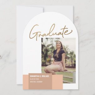 Trendy Gouden script Afstudeerfoto Kaart