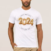 Trendy gouden script Gelukkig Nieuwjaar 2024 man T-shirt (Voorkant)